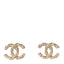 Crystal Twisted CC Earrings Gold