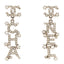 Crystal Cha-Nel Logo Drop Earrings Silver