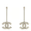 Baguette Crystal CC Drop Earrings Silver