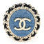 Metal Lambskin Denim CC Brooch Gold Blue Black