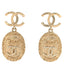 Crystal CC Medallion Drop Earrings Gold