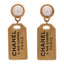 Pearl CC Tags Drop Earrings Gold