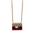 Metal Resin Flap Bag Long Necklace Gold Red
