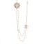 Pearl Crystal CC Long Necklace Gold