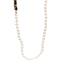 Calfskin Pearl Chain 90's Camellia Long Necklace Black Gold