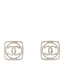 Metal Square CC Earrings Silver