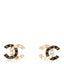 Enamel CC Logo Earrings Gold Black White