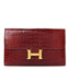 Shiny Alligator Constance Long Wallet Rouge Vif