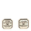 Pearl Crystal CC Square Earrings Silver