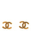 Metal CC Paris Button Stud Earrings Gold