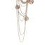 Resin Pearl Metal CC Camellia Multi Strand Chain Necklace Pink Gold