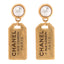 Pearl CC Tags Drop Earrings Gold