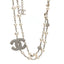 Graduated Pearl Crystal CC Long Necklace Gold Pearly White