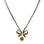 Metal Lambskin Chain CC Bow Necklace Black Gold
