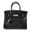 Shiny Porosus Crocodile Birkin 30 Bleu Marine