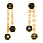 Metal Enamel CC Drop Earrings Black Gold