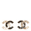 Enamel CC Logo Earrings Gold Black White