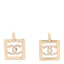 Metal Crystal Square CC Dangle Earrings Gold