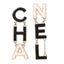 Metal Enamel Cha-Nel Logo Drop Earrings Black White