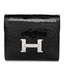 Shiny Alligator Constance Short Wallet Black