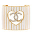 Crystal Heart CC Cuff Bracelet M Gold White