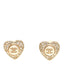 Pearl Crystal CC Heart Earrings Gold White Gold