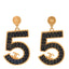Metal Enamel CC No 5 Rope Drop Earrings Gold Denim Blue
