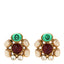 Gripoix Pearl Crystal Clip On Earrings Gold Multicolor