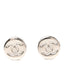 Metal Round CC Earrings Silver