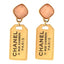 CC Tags Drop Earrings Gold Pink