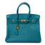 Taurillon Clemence Birkin 35 Bleu Paon