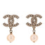 Crystal Timeless CC Pearl Drop Earrings Light Gold
