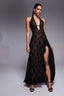 Black Lace Halter Maxi Dress