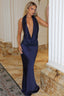 Navy Satin Maxi Dress