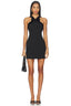 Black Velvet Bow Halter Mini Dress