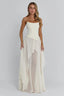 Ivory Boned Chiffon Layered Maxi Dress