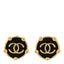 CC Round Clip On Earrings Black Gold
