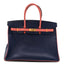 Epsom Horseshoe Birkin 35 Bleu Saphir Flamingo