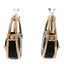 Metal Resin Quilted Flap Bag Hoop Earrings Black Gold