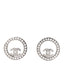 Crystal CC Round Earrings Silver