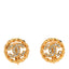 Crystal CC Round Clip On Earrings Gold