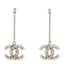 Baguette Crystal CC Drop Earrings Silver