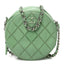 Lambskin Stitch Round Clutch With Chain Green