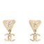 Crystal CC Drop Earrings Gold