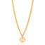 Metal Crystal Pearl Chain Link CC Necklace Gold