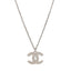 Crystal Pearl CC Necklace Silver
