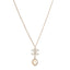 Crystal Pearl CC Lace Camellia Necklace Gold