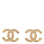 Metal Scarab CC Earrings Light Gold