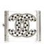 Lucite Baguette Crystal CC Cuff Silver Black