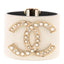 Calfskin Crystal Pearls Coronation Cuff M White